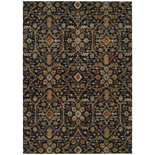8' X 10' Black Brown And Red Floral Washable Indoor Outdoor Area Rug