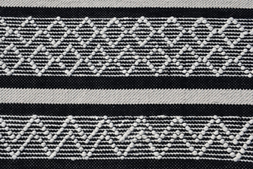 8' X 10' Black and White Wool Geometric Stripe Hand Loomed Area Rug
