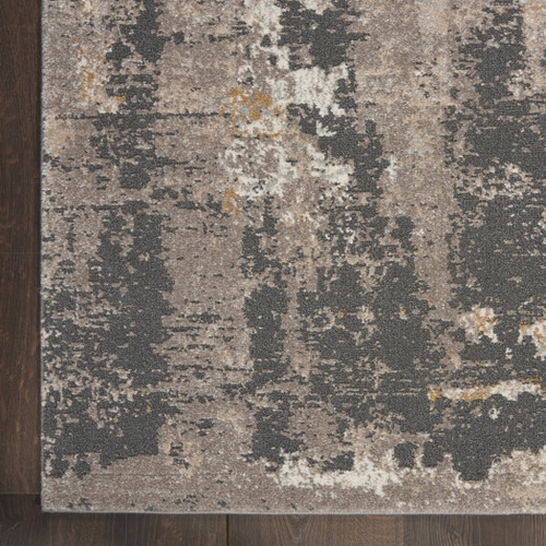8' X 10' Cream Black and Gray Abstract Area Rug