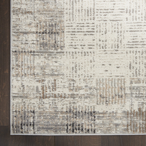 8' Ivory and Gray Abstract Runner Rug