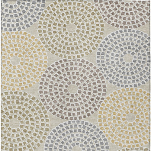 10' X 14' Beige Brown And Gray Geometric Washable Indoor Outdoor Area Rug