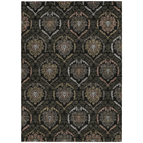 10' X 14' Black Gray And Brown Medallion Washable Indoor Outdoor Area Rug