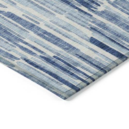 9' X 12' Navy Blue And Sky Blue Abstract Washable Indoor Outdoor Area Rug