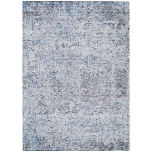 10' X 14' Sky Blue Charcoal And Ivory Abstract Washable Indoor Outdoor Area Rug