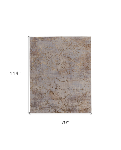 7' X 10' Brown Taupe and Tan Abstract Power Loom Area Rug