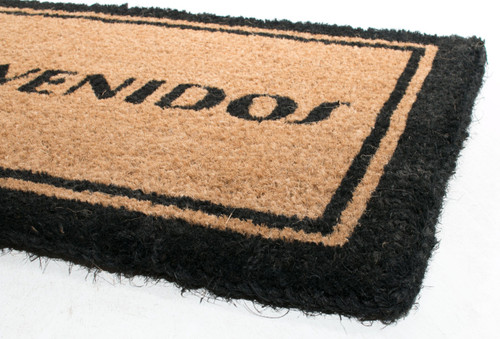 18" X 30" Brown and Black Coir Bienvenidos Outdoor Door Mat