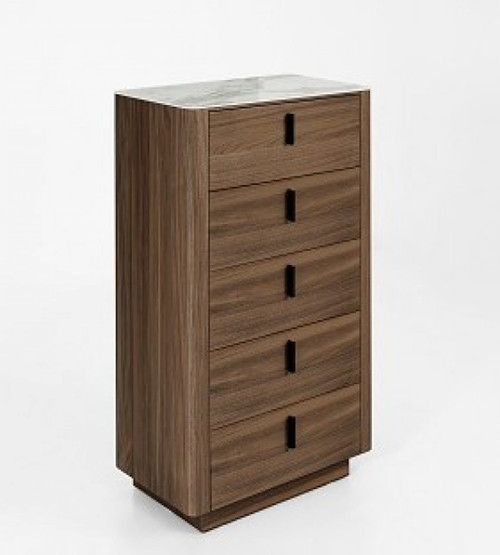 28" Black And White Wood Five Drawer Dresser