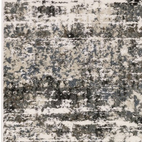 8' Gray And Ivory Abstract Runner Rug