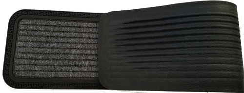 10" X 48" Gray Synthetic Fiber Striped Outdoor Door Mat