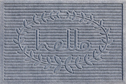 24" X 36" Gray Striped Hello Outdoor Polypropylene Door Mat
