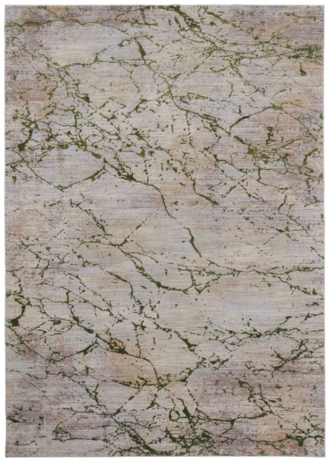 5' X 8' Taupe Green and Tan Abstract Power Loom Area Rug