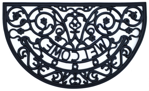 18" X 30" Black Rubber Welcome Outdoor Semi Circle Door Mat