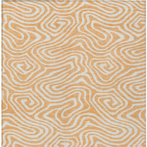 8' X 10' Peach And Ivory Abstract Washable Indoor Outdoor Area Rug