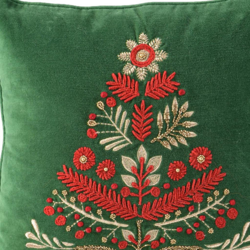 Floral Velvet Cotton Christmas Tree Throw Pillow