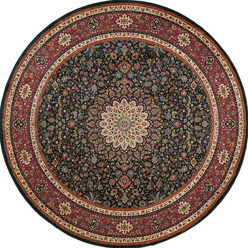 6' Blue Oriental Round Rug