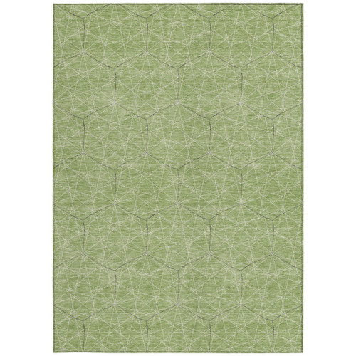 8' X 10' Green Black And Ivory Geometric Washable Indoor Outdoor Area Rug