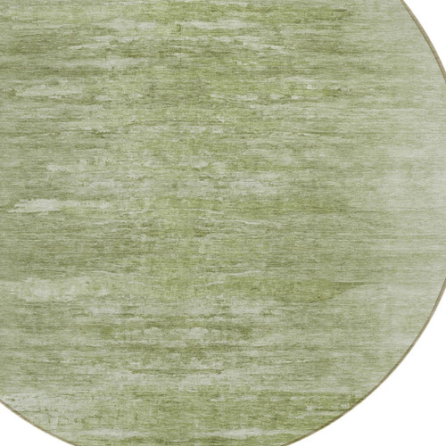 8' Artichoke Green And Fern Green Round Abstract Washable Indoor Outdoor Area Rug