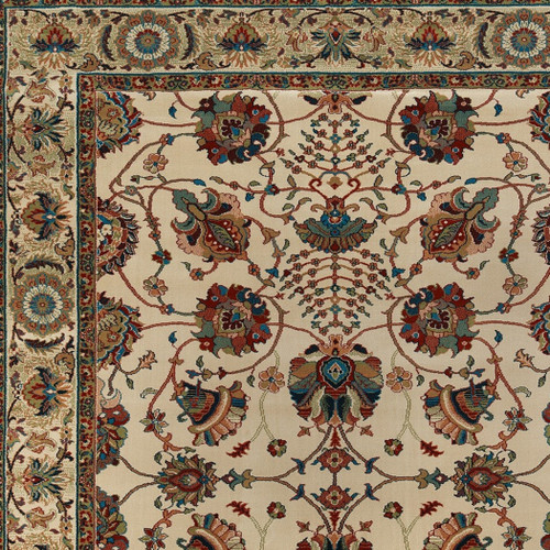 7' X 10' Ivory And Red Floral Area Rug