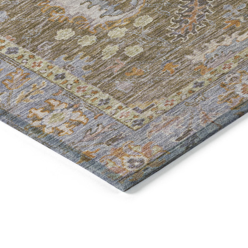 8' X 10' Brown And Lavender Floral Washable Indoor Outdoor Area Rug