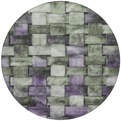 Round Striped Washable Indoor Outdoor Area Rug