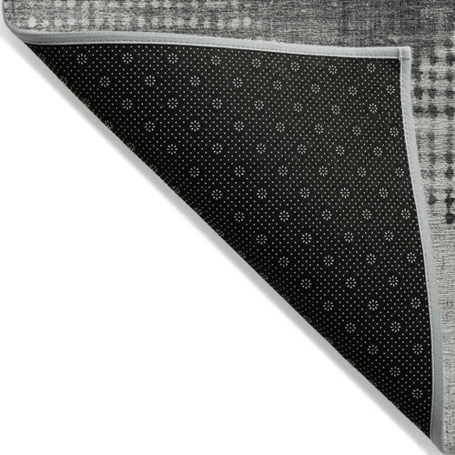 9' X 12' Gray And Black Geometric Washable Indoor Outdoor Area Rug