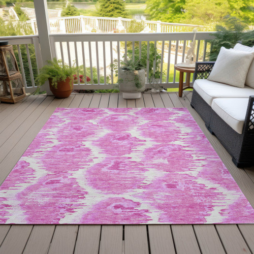 10' X 14' Pink Blush And Mauve Abstract Washable Indoor Outdoor Area Rug