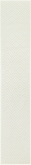 6' Ivory And White Geometric Indoor Outdoor Area Rug