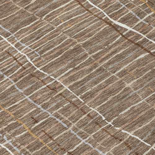 9' X 12' Taupe Brown And Ivory Striped Washable Indoor Outdoor Area Rug