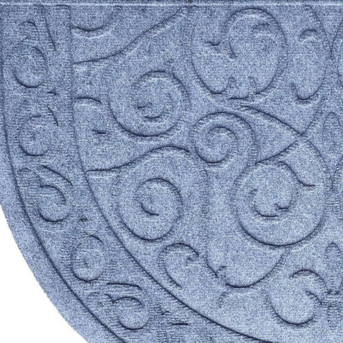 24" X 36" Gray Scrollwork Semi Circle Outdoor Polypropylene Door Mat