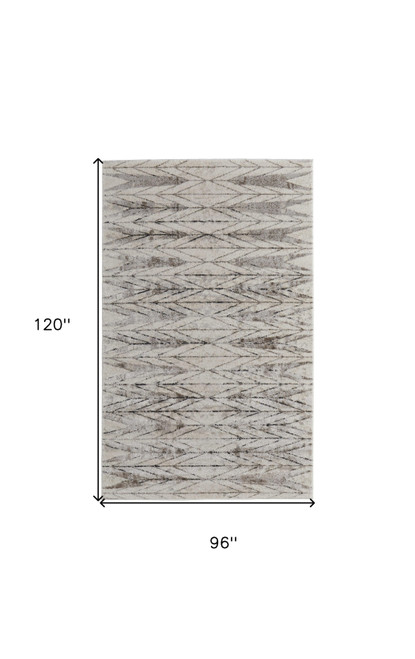 8' X 10' Ivory and Brown Geometric Power Loom Area Rug