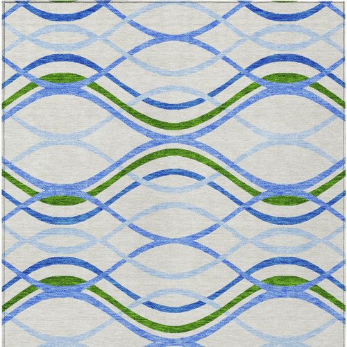9' X 12' Sky Blue And Beige Abstract Washable Indoor Outdoor Area Rug