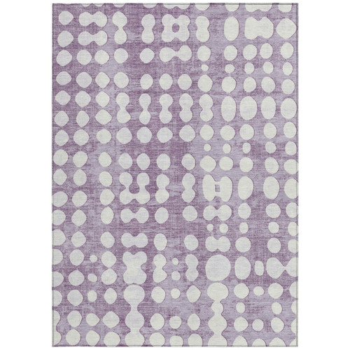 8' X 10' Purple And Ivory Abstract Washable Indoor Outdoor Area Rug