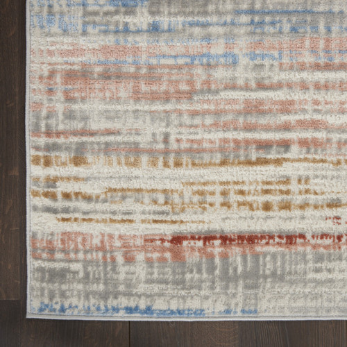 8' X 10' Ivory Red and Blue Abstract Non Skid Area Rug