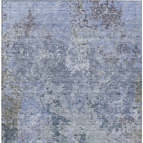 9' X 12' Blue And Dark Gray Abstract Washable Indoor Outdoor Area Rug