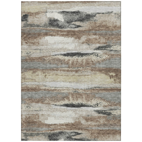 8' X 10' Taupe Beige And Ivory Abstract Washable Indoor Outdoor Area Rug