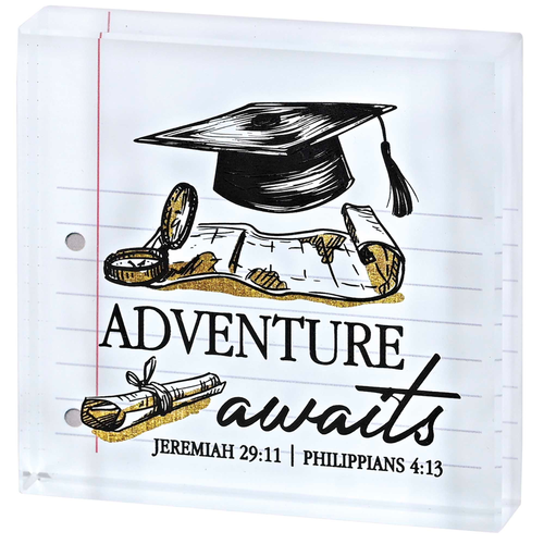 Tabletop Glass Plaque Grad Adventure