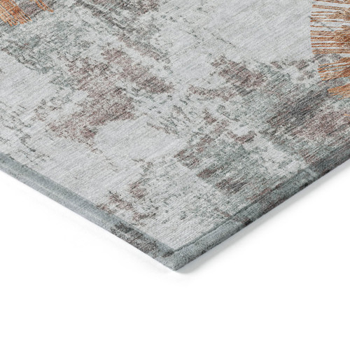 3' X 5' Terra Cotta Copper And Taupe Abstract Washable Indoor Outdoor Area Rug