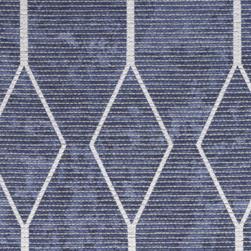 10' Blue Geometric Washable Runner Rug