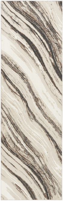 8' Beige and Gray Abstract Non Skid Runner Rug