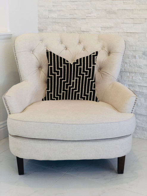 Plutus Posh Lady Black and Beige Tones Luxury Throw Pillow