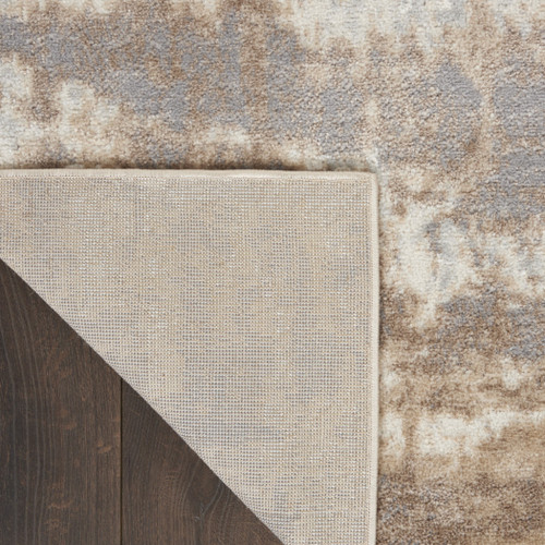8' Gray and Ivory Abstract Non Skid Runner Rug