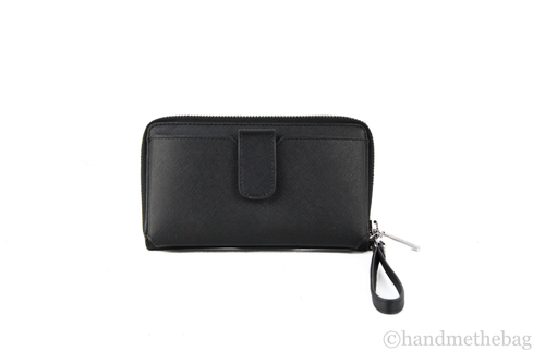 Michael Kors Jet Set Solid Silver Zip Around Phone Holder Wrist Wallet