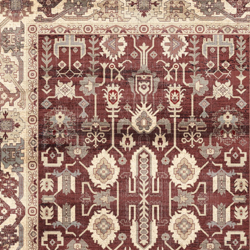 8' Red and Ivory Oriental Distressed Non Skid Runner Rug