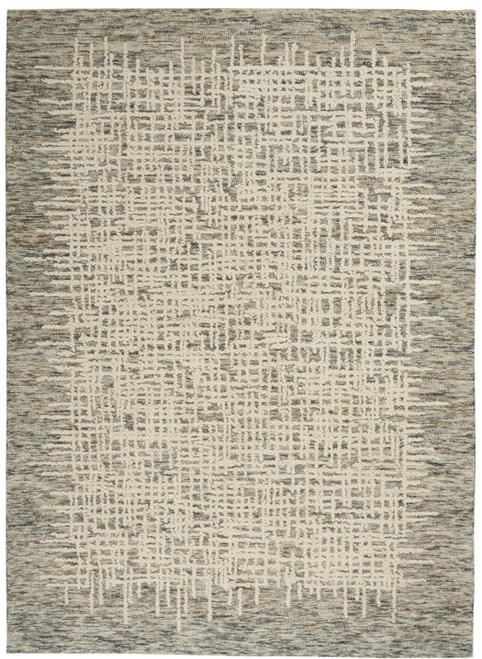 4' X 6' Ivory Brown and Gray Wool Abstract Area Rug