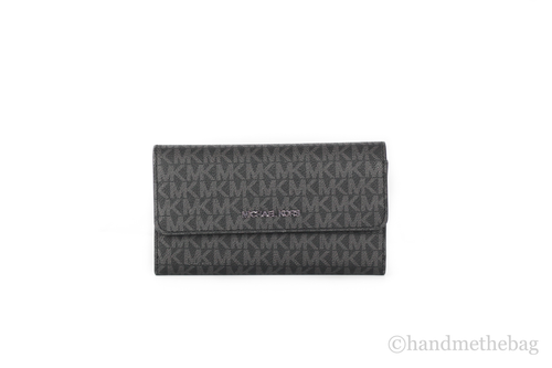 Michael Kors Jet Set Travel Black Logo Trifold Wallet