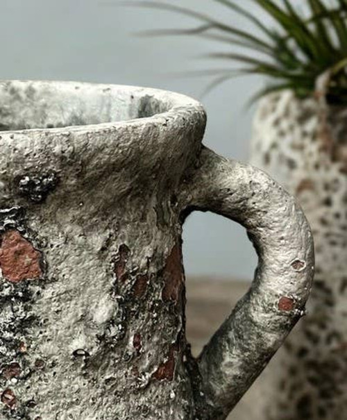 Cement Rustic Floral Jar