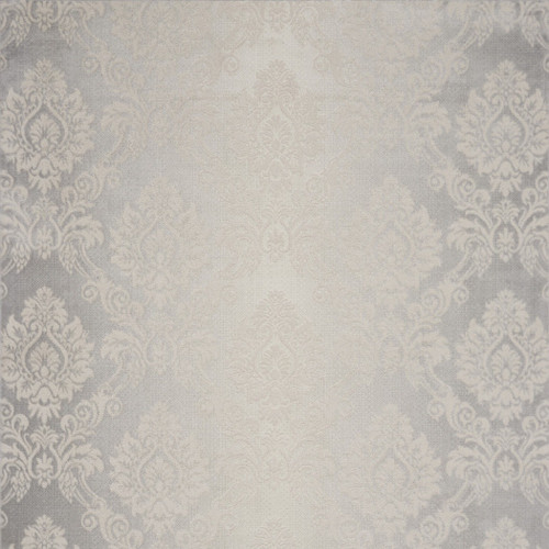 8' X 10' Ivory and Gray Damask Distressed Non Skid Area Rug