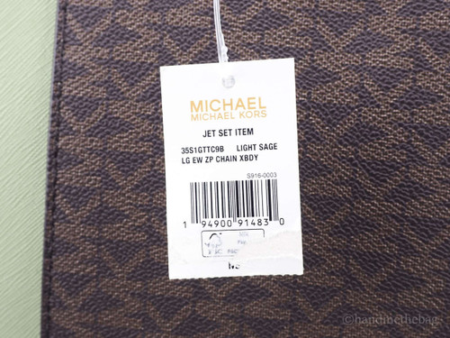 Michael Kors Jet Set EW Brown Sage Zip Chain Crossbody