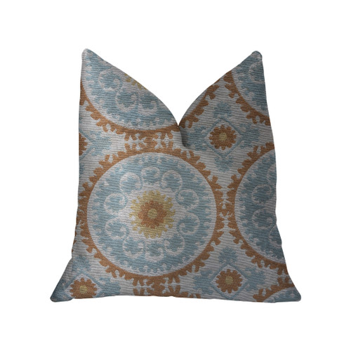 Plutus Sunset Cottage Orange, Blue and Ivory Luxury Throw Pillow