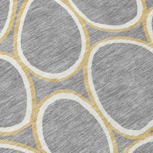 9' X 12' Gray Ivory And Beige Abstract Washable Indoor Outdoor Area Rug